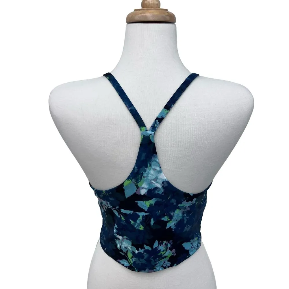 Old Navy Athletic Top Sports Bra Navy Floral Powersoft  Racerback Size L - Image 3