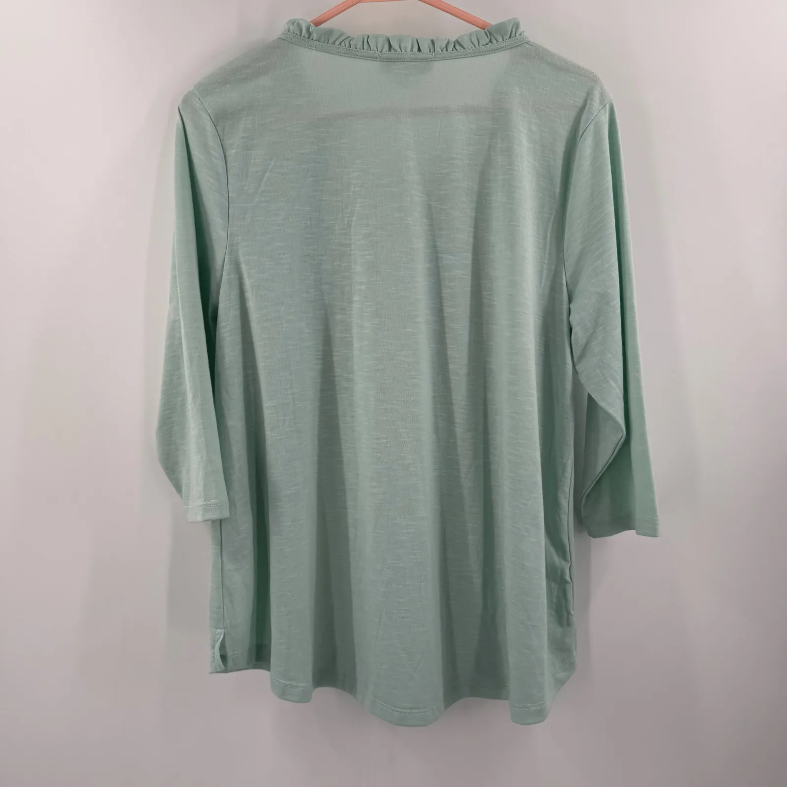 Christopher & Banks Top Petite Large NWT Mint Green Tassels Shirt Blouse Smock - Image 2