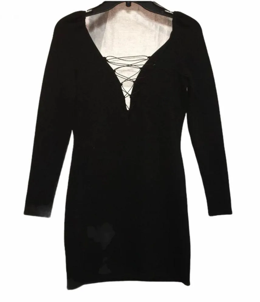 NEW Topshop Plunge Lace-Up Mini Bodycon Dress - Image 4