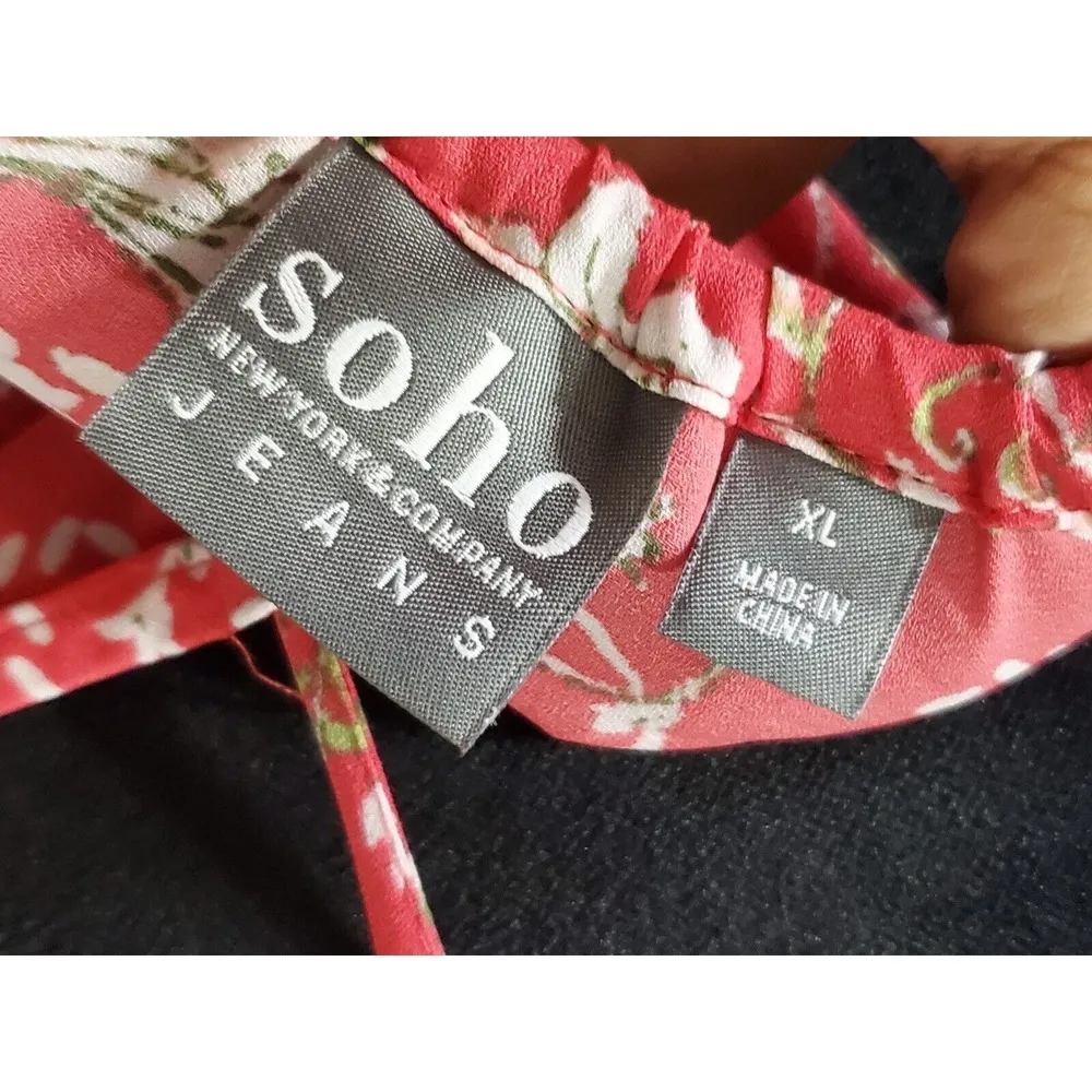 Soho Womens Pink Floral 100% Polyester Round Neck Sleeveless Top Blouse Size XL - Image 8