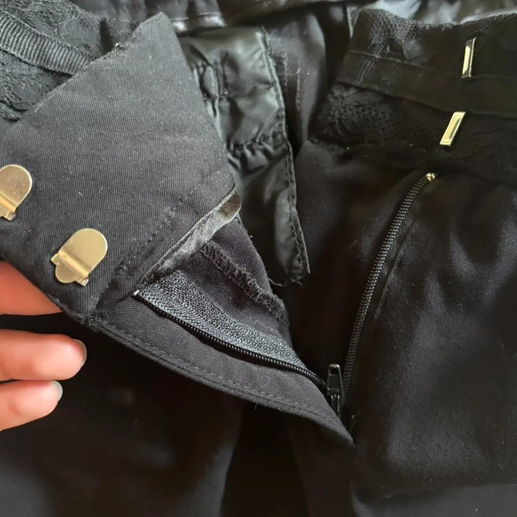 2000s Office Siren Low Rise bootcut flare trousers with lace waistband detail Black Size 6 - Image 8