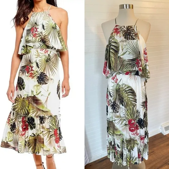 Gianni Bini Medelyn Dress Tropical High Neck Midi Dress - Image 2