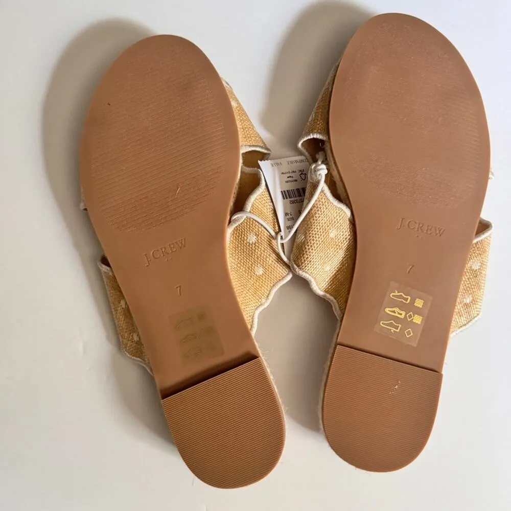 J.Crew Women's Double  Cross Strap Embroidered Polka Dot Low Heel Sandals Sz 7 - Image 3