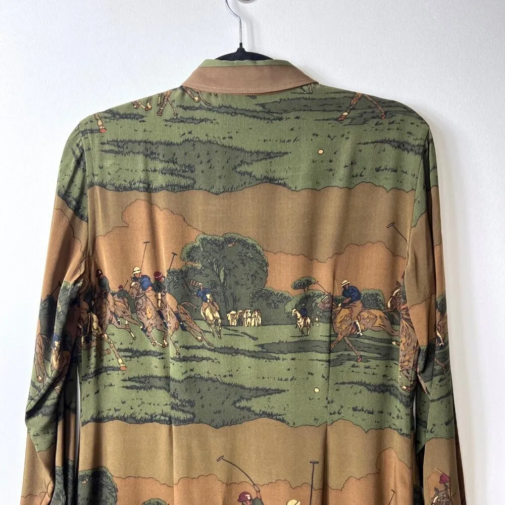 Vintage Lauren‎ Ralph Lauren 100% silk equestrian button up dress women’s size 8 - Image 7