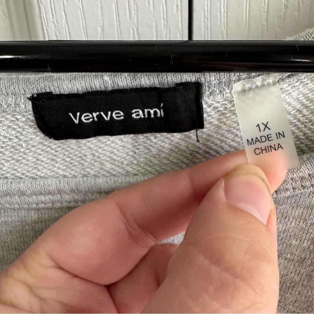 Verve Ami gray sweater lace trim size 1X - Image 3