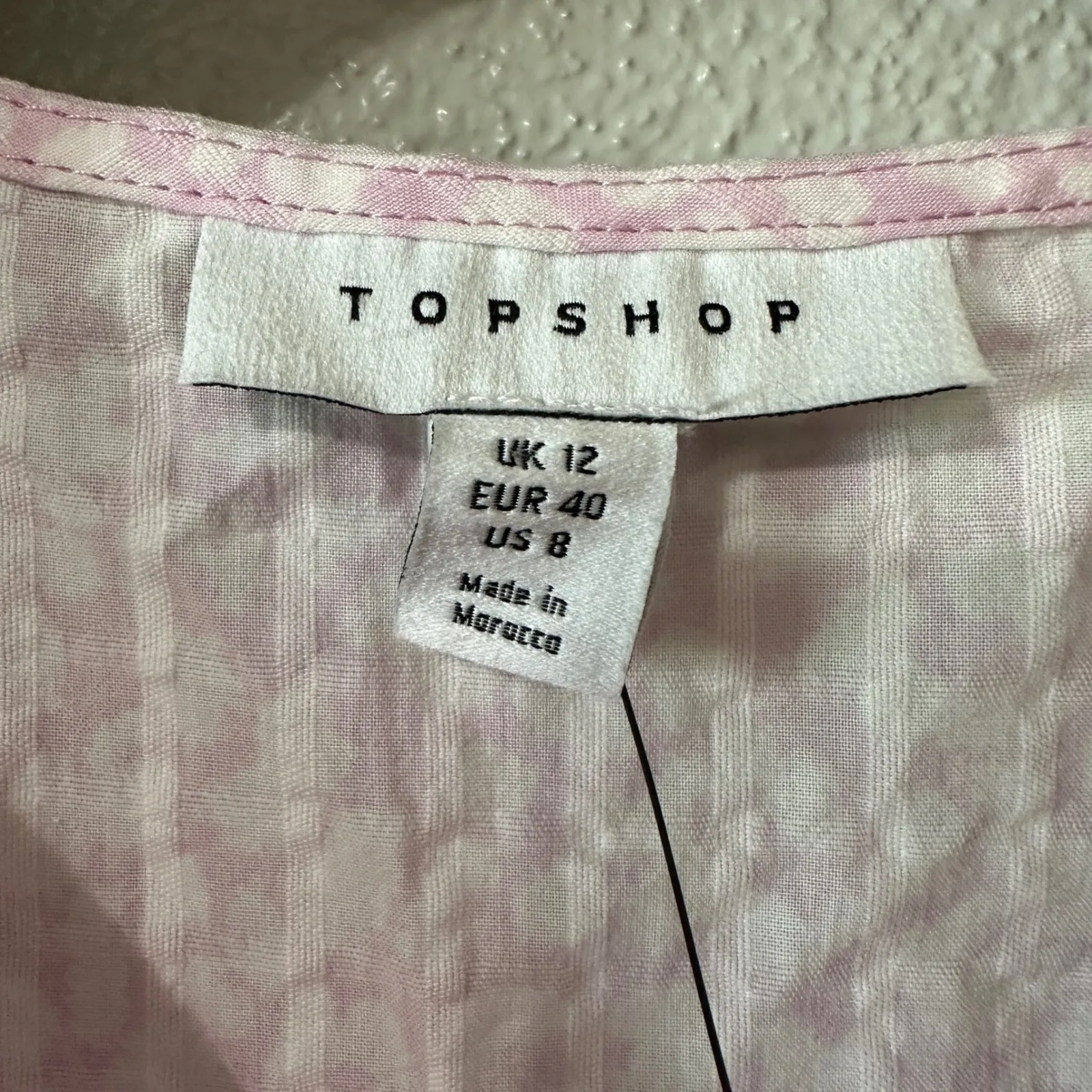 NEW Topshop Tiered Tank Top Sleeveless VNeck Pink Striped Cotton‎ Womens Size 8 - Image 4