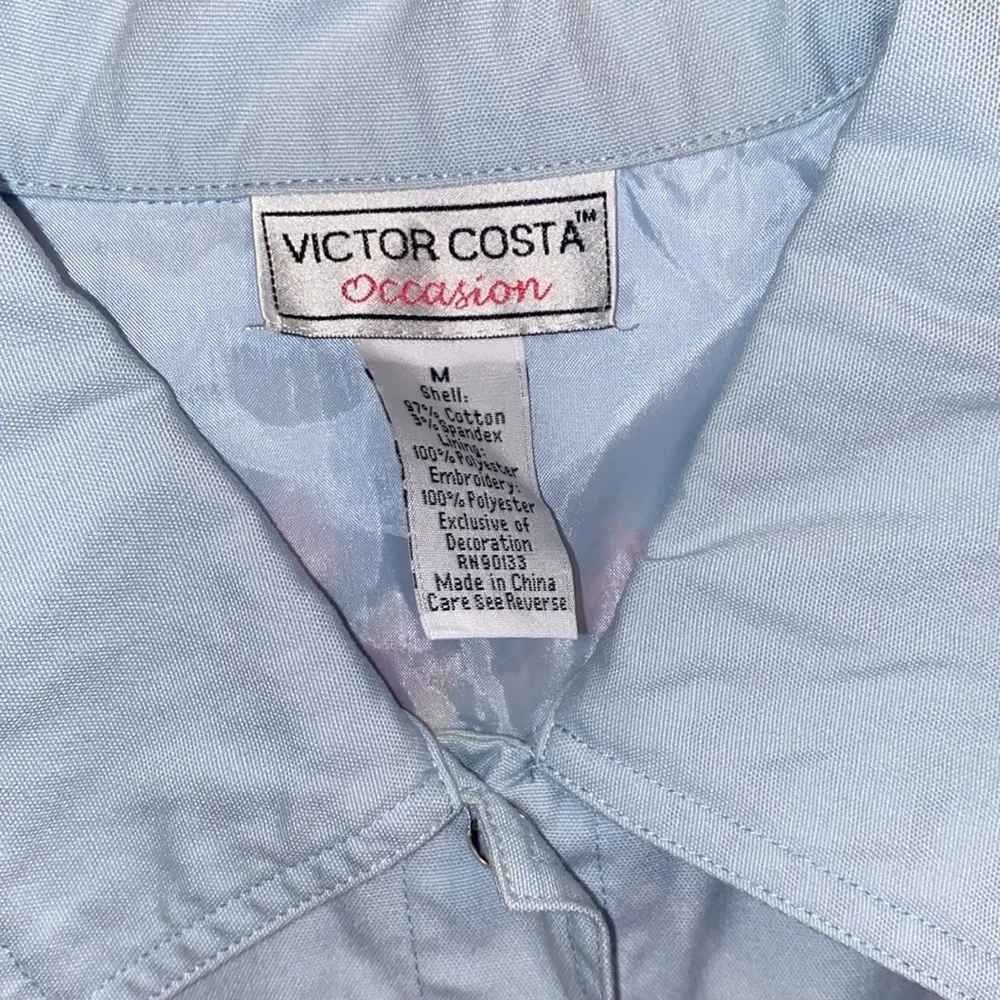 Victor Costa Occasion Light Blue embroidered snap up jacket size M Size M - Image 5