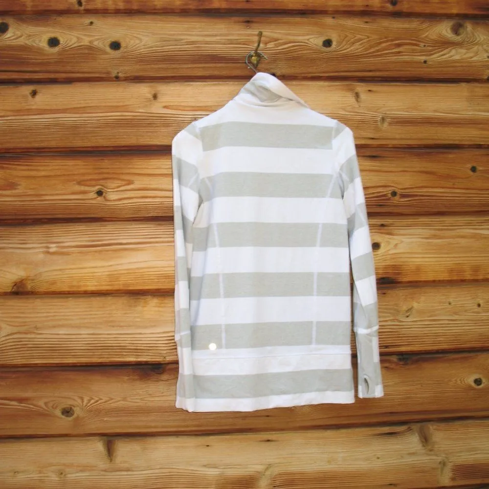 Lululemon In Stride Jacket Brushed White Silver Spoon Wide Bold Multi Stripe - Image 9