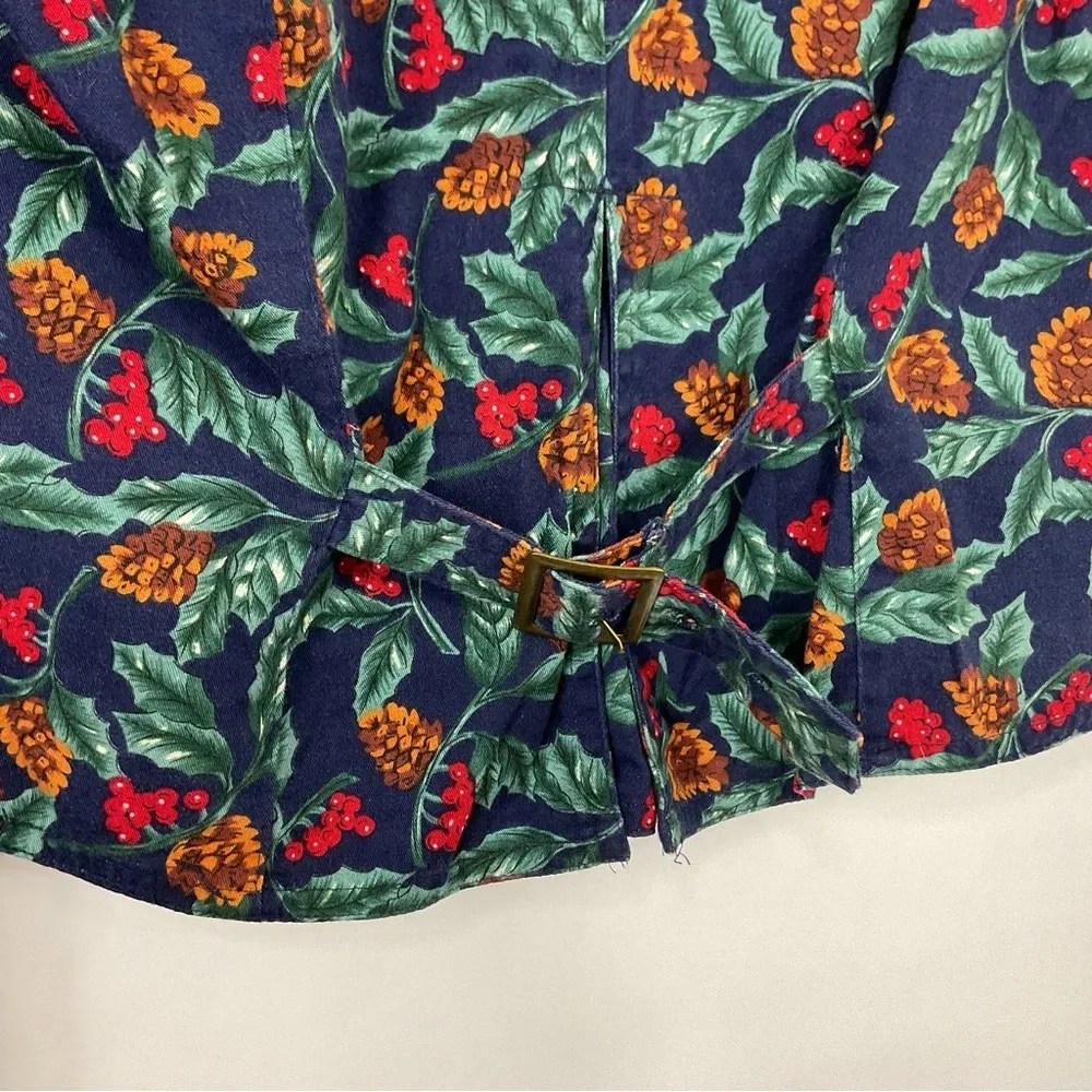 Vintage Woolrich Pinecone Holly Cranberry Button Front‎ Top Size 8 - Image 4