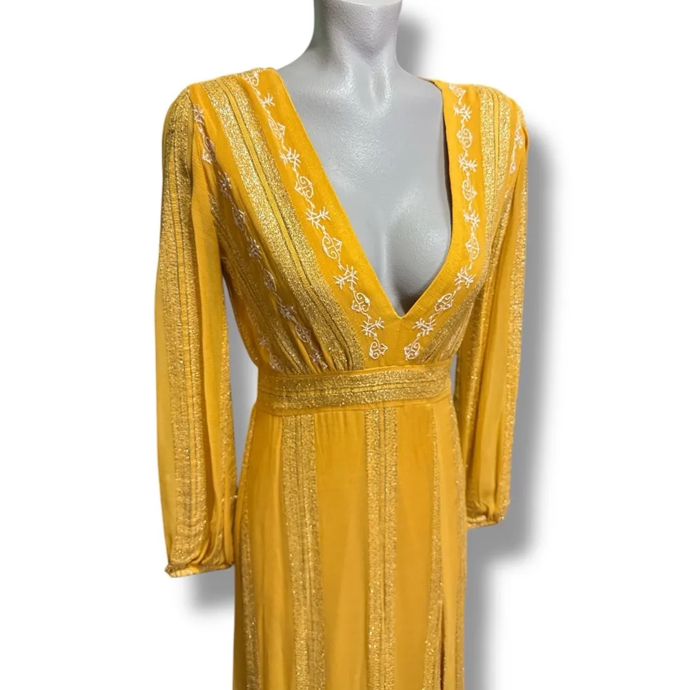 En Creme Yellow Gold Maxi Dress Size S - Image 2