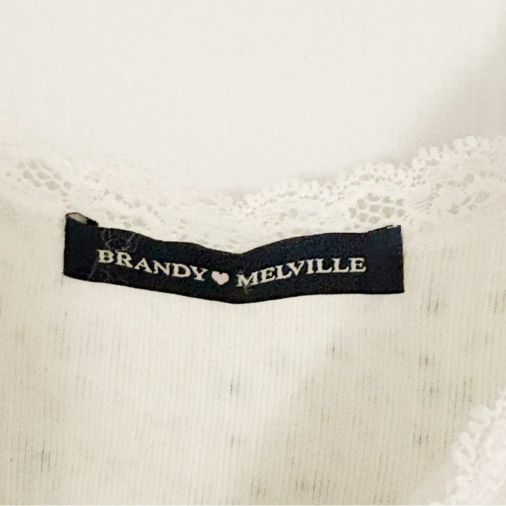 Brandy Melville Pastel Blue White Floral Lace Bow Stretchy Crop Tank Top - Image 4