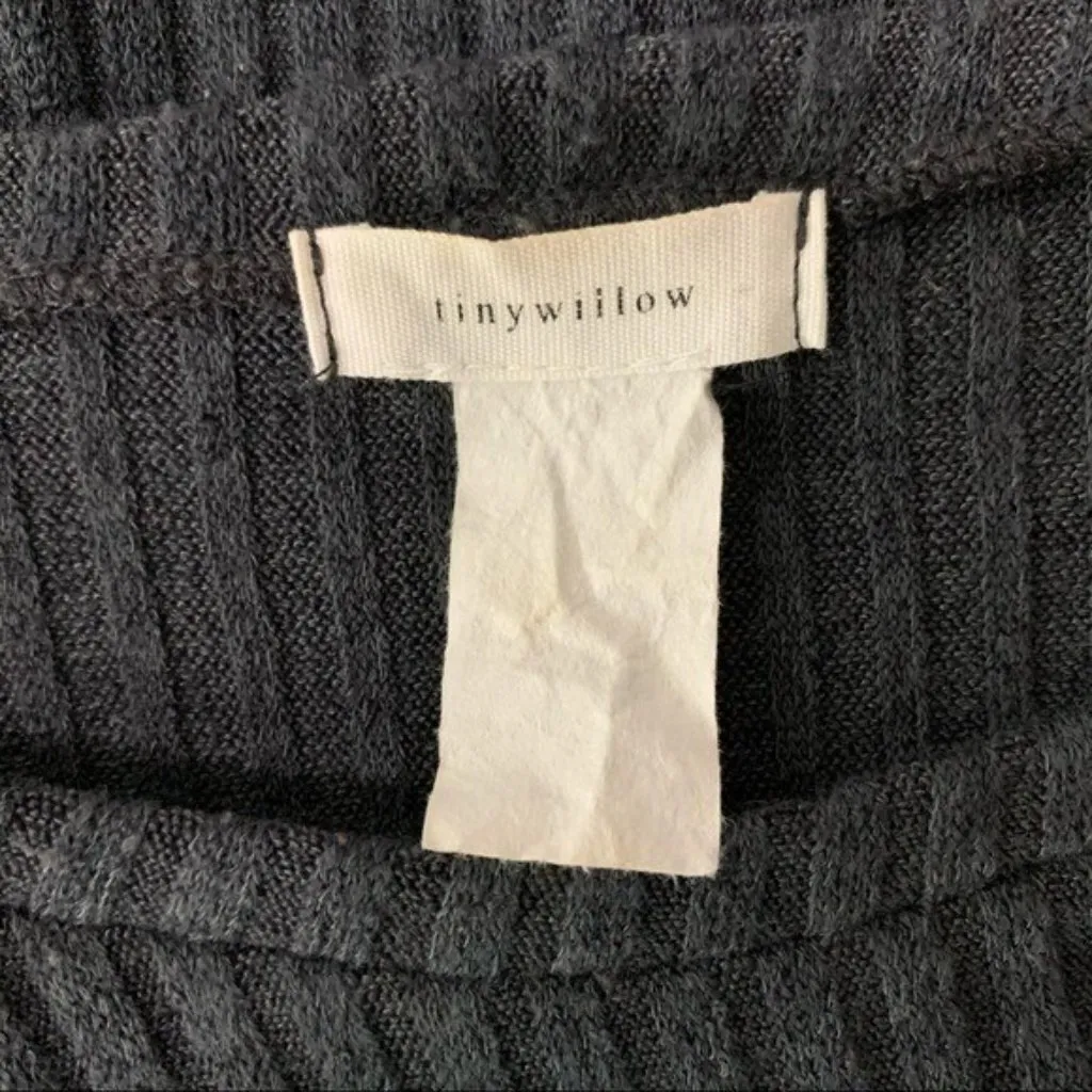 Tinywillow Dark Green Ribbed Knit Ruffle Sleeve Boho Chic Sweater Top Large‎ - Image 5