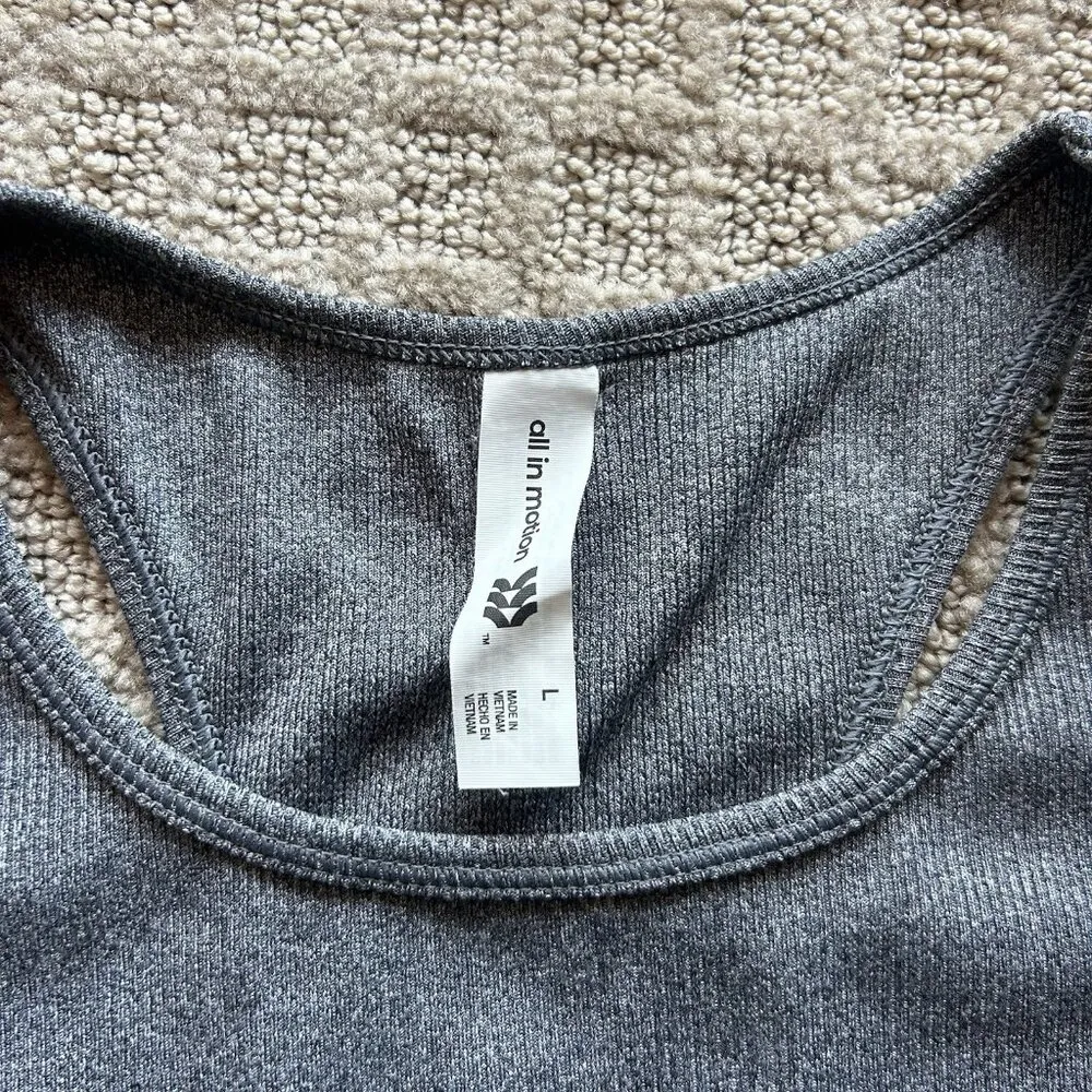All in Motion Womens Large L Racerback Tank Top Dark Gray Yoga Workout Gym - Image 2