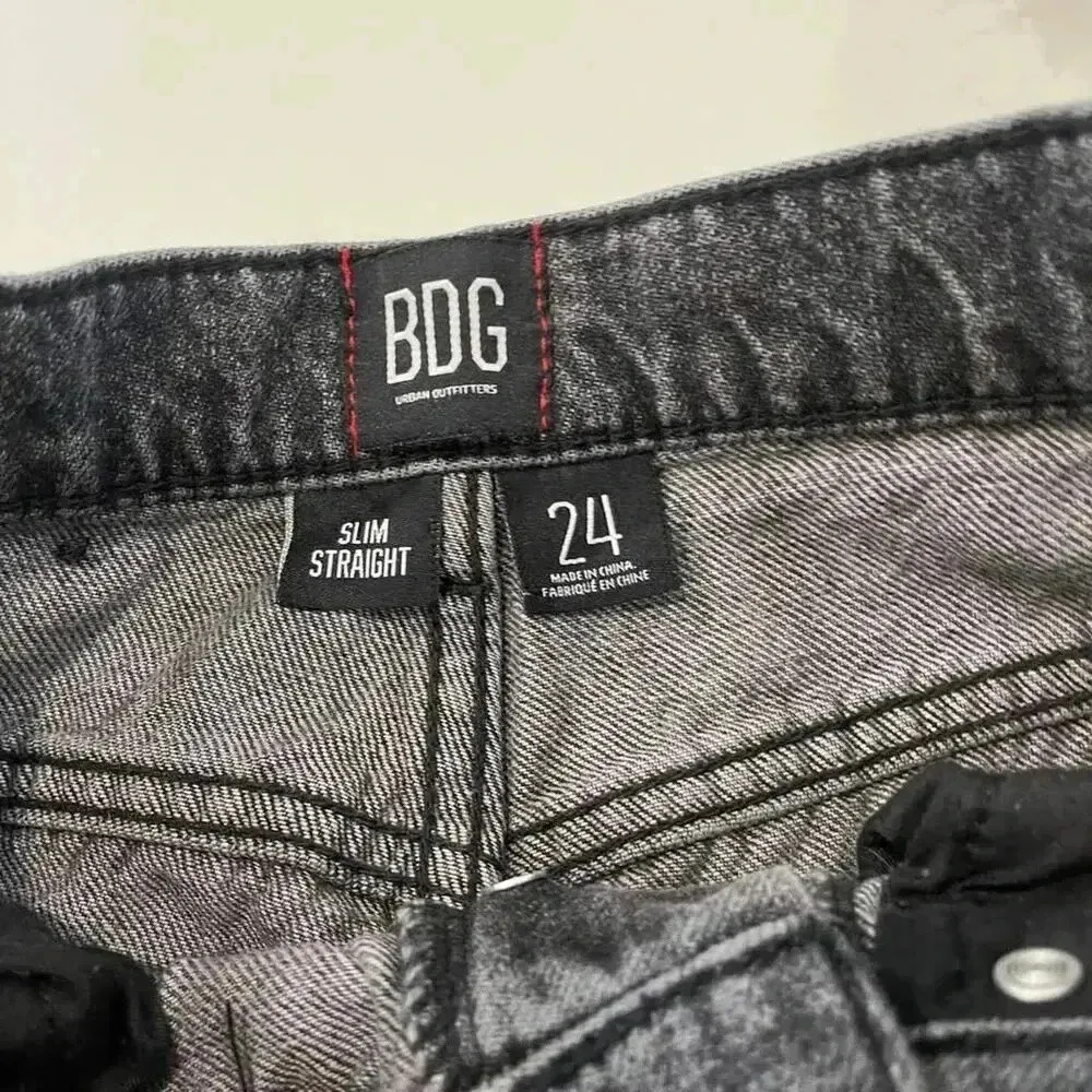 BDG Urban Outfitters Denim Jeans Black Slim Straight Button Fly Women's Size 24 - Image 5