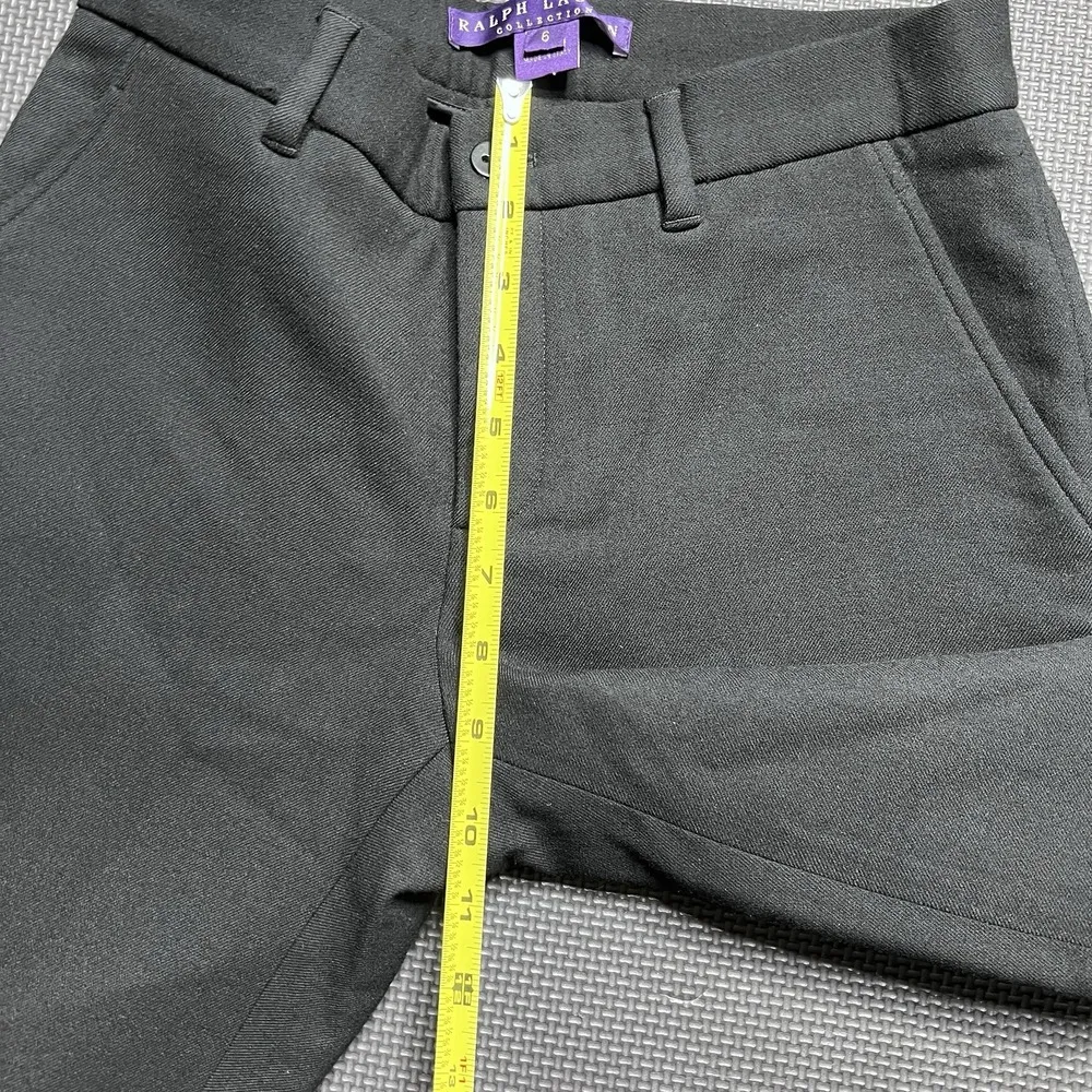 Ralph Lauren Purple Label Wool High Waist Dress Pants Black Sz 6 Button Pant Hem - Image 16
