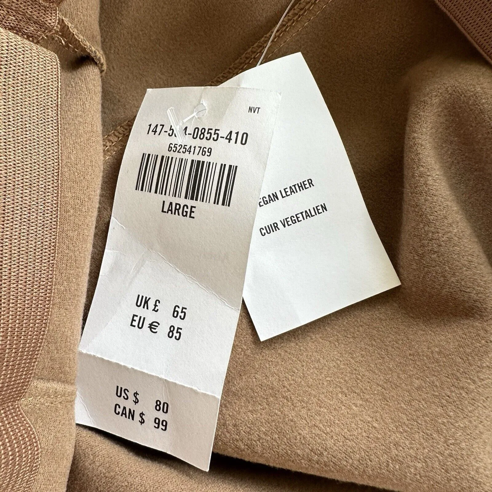 NWT Abercrombie & Fitch Vegan Leather High Rise Side Zip Skinny Pants Large Tan - Image 9