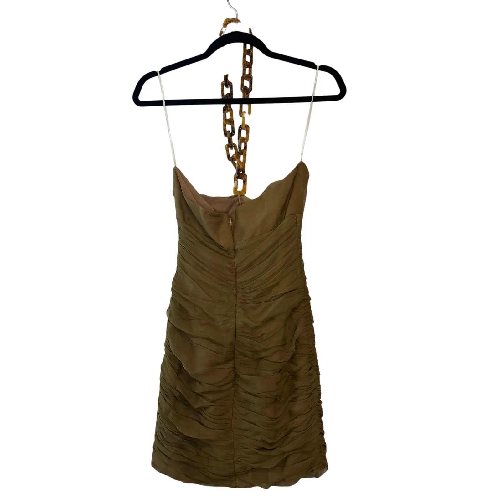 Giuseppe Di Morabito NWT Silk Ruched Halter Mini Dress IT 38 US 6 Olive Green - Image 5