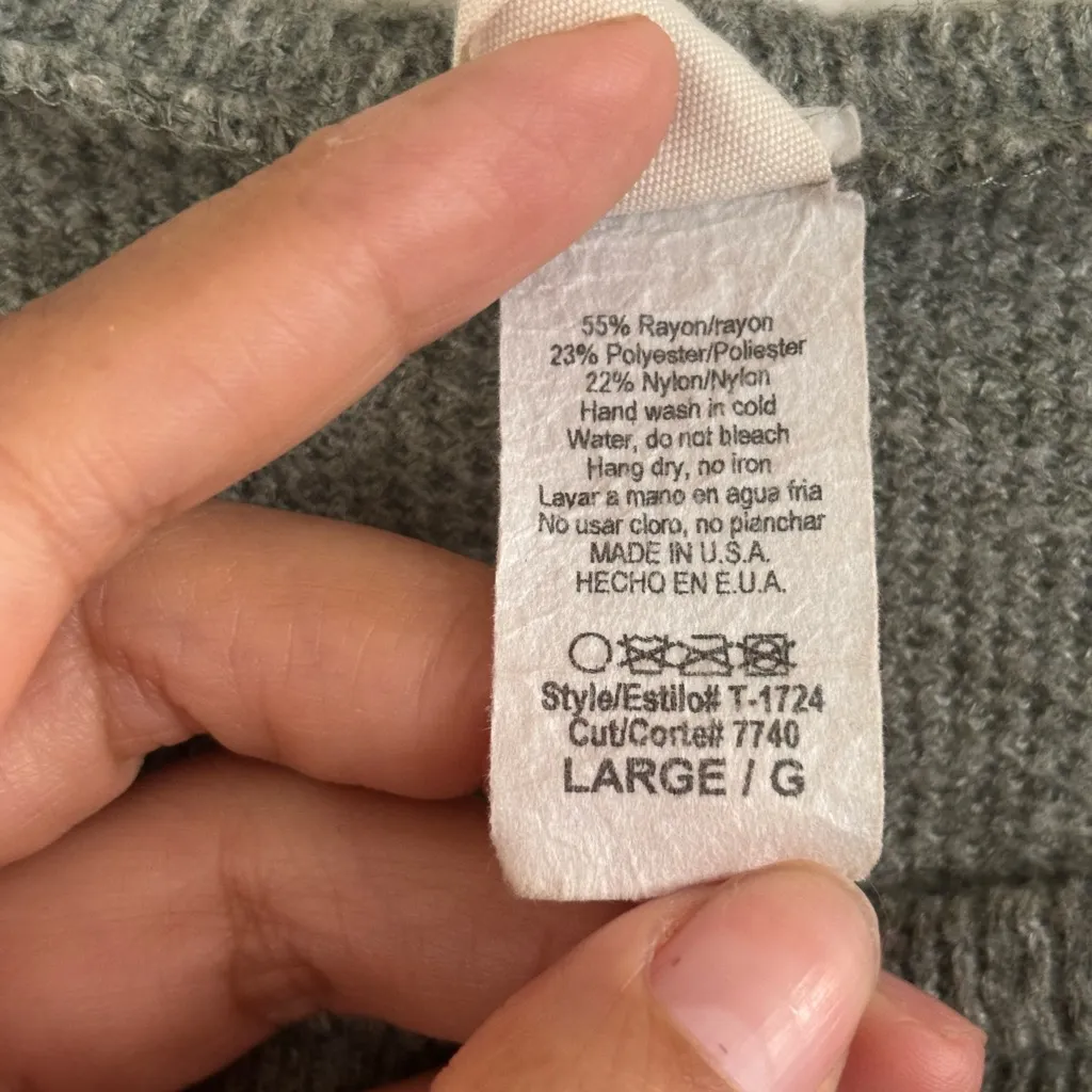 7th Ray Gray Knit Button Side Sweater - Size Large - Image 9