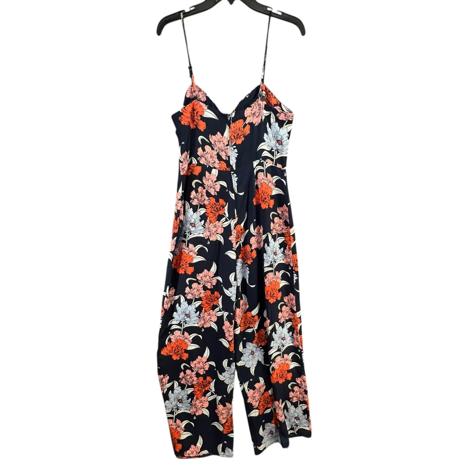 Gypsies & Moondust Jumpsuit XL Navy Blue Floral Lace Up Wide Leg Tropical Boho - Image 5