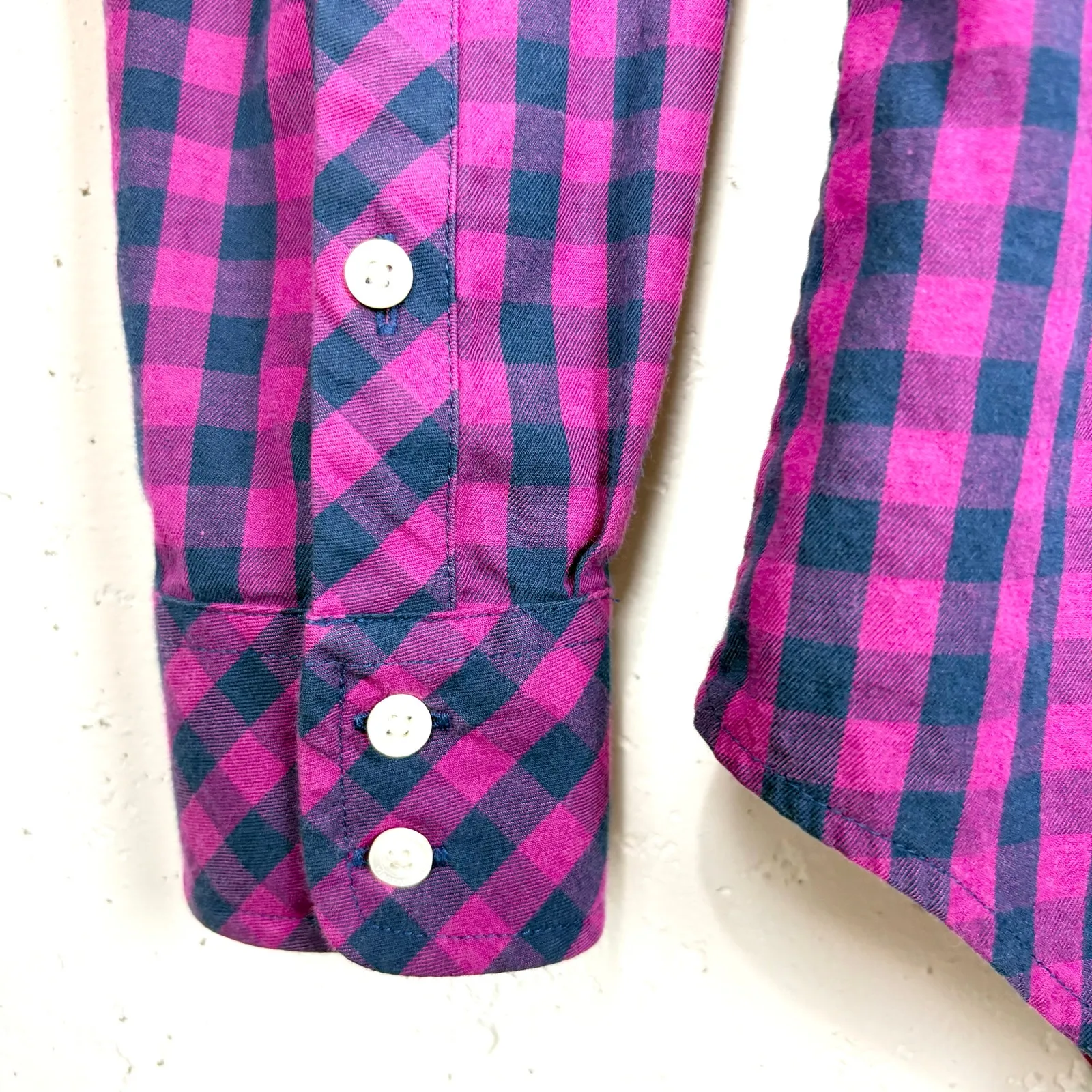 Vineyard Vines Cashmere Blend Gingham Button Down Shirt Pink Purple Pocket 0 - Image 8