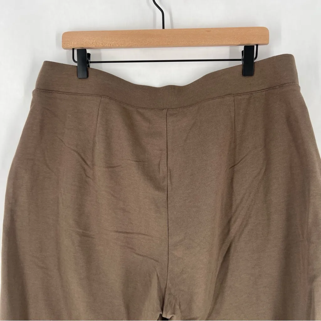 Pure J. Jill Women's Soft Pima Cotton Brown Cropped Wide Leg Pull On Pants 1X - Image 7