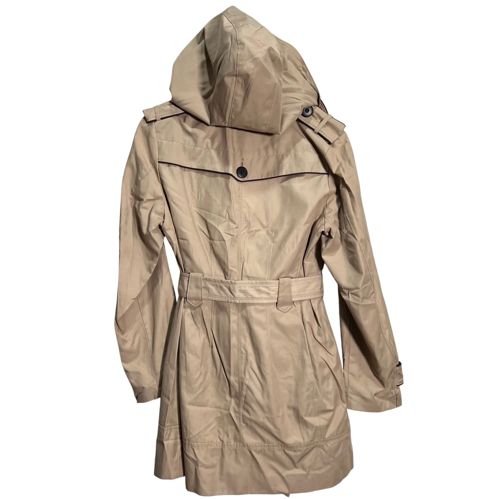 Jones New York Sport Trench Coat Removable Hood Beige Large NWT Fall Winter - Image 5