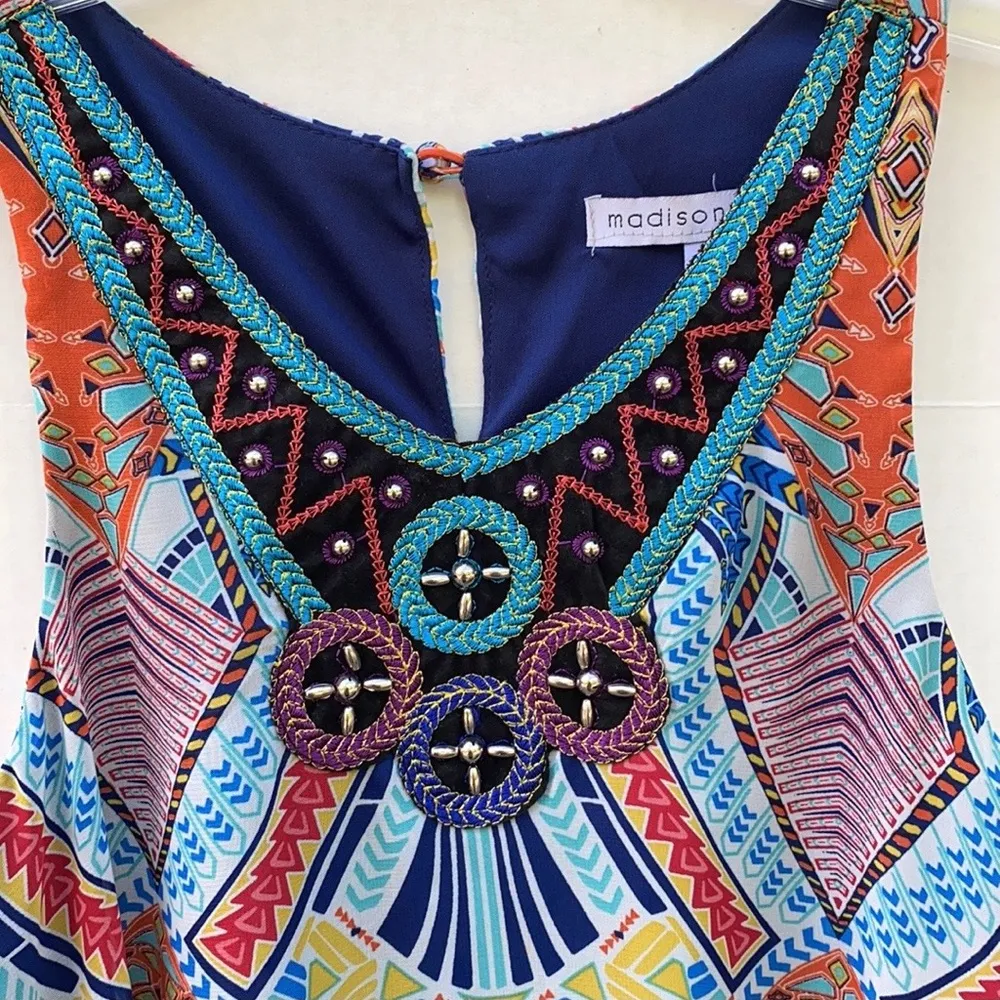 Madison Leigh Womens size 6 sleeveless embellished colorful sleeveless dress - Image 5