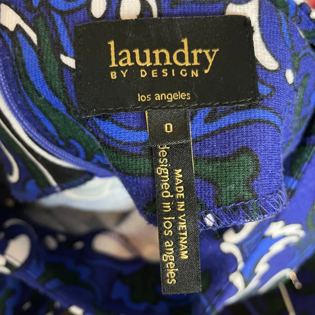 Laundry by Design Sheath Dress Swirl Pattern Blue Green 3/4 Sleeves Size 0 Knit - Image 3