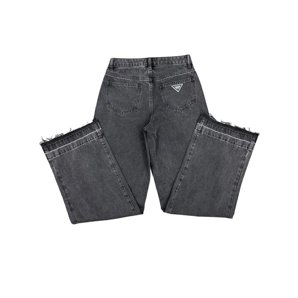 White Fox Boutique - I Don't Need You Mid Rise Wide Leg Jeans in Black Acid Wash - Image 4