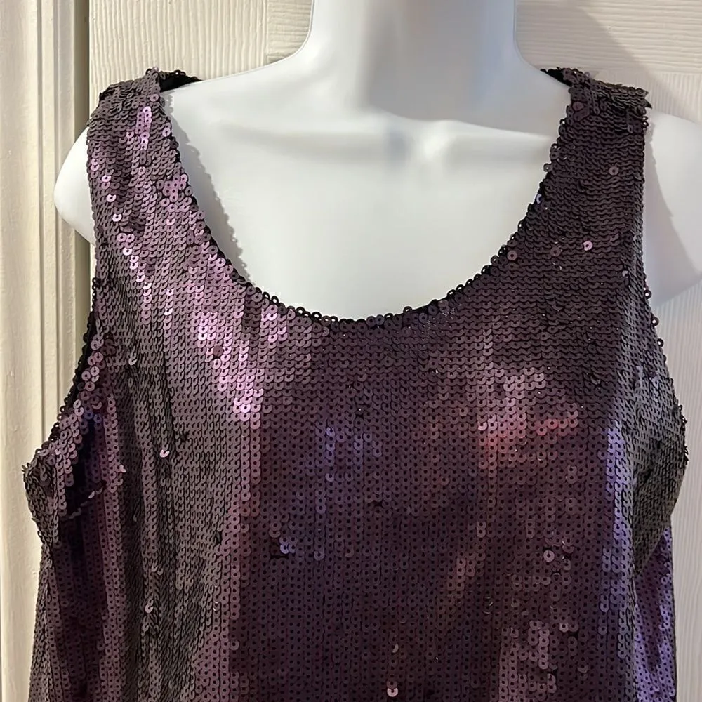 NWT DKNY Womens Sleeveless Sequin Split-Back Top Purple Size S - Image 4