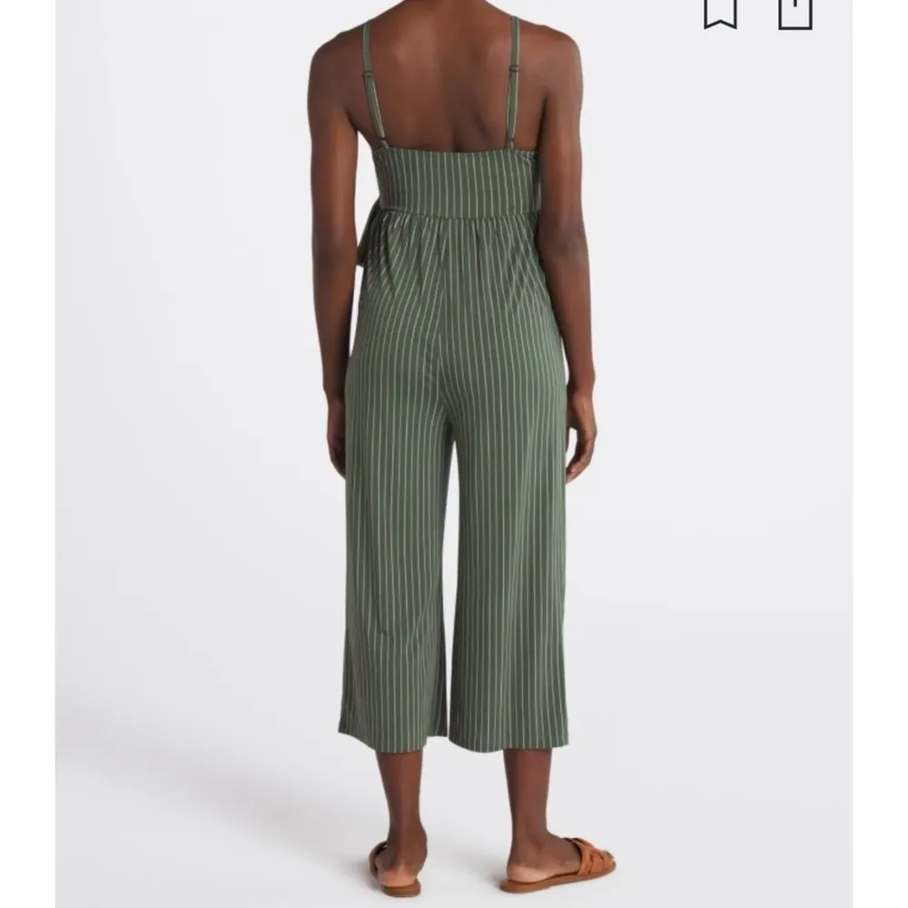 Kaileigh Rica Maternity Knit Crop Jumpsuit Olive Green Small Women’s - Image 3