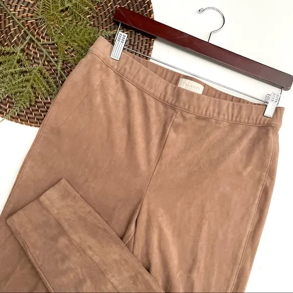 Talbots Womens Leggings Tan Brown Faux Suede High Waist Legging Fall 10 - Image 2
