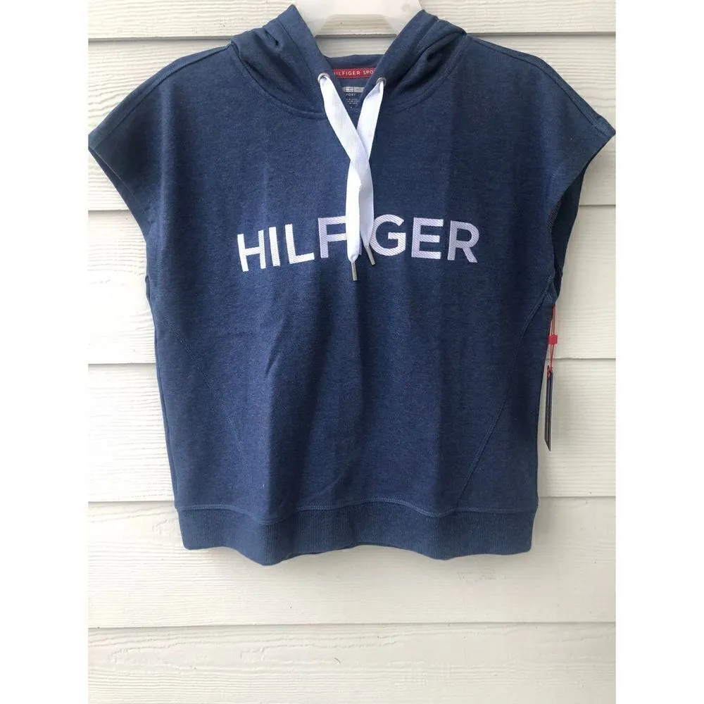 Tommy Hilfiger Sport Cropped Hoodie Sweatshirt Womens size Medium - Image 2