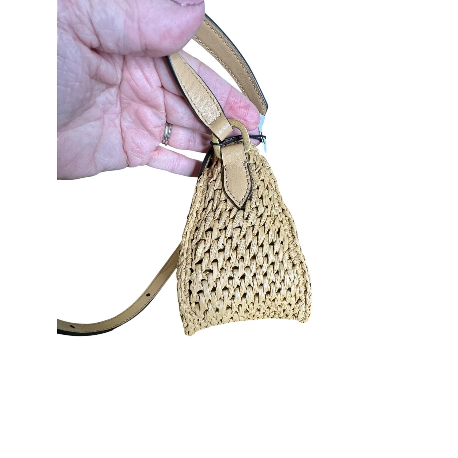 Oscar de la Renta NWT Oath Crochet Raffia Crossbody in Natural - Image 9