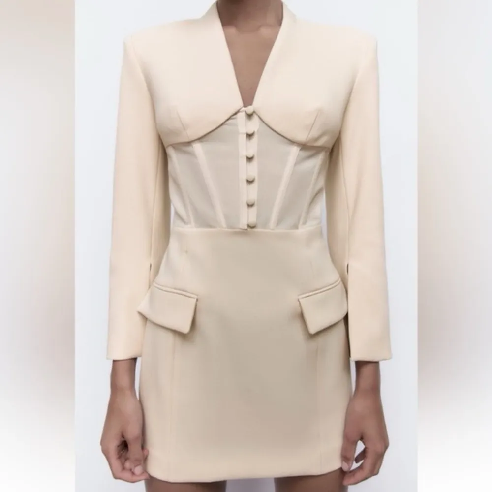 NWT ZARA beige pink corset mini dress - Image 3