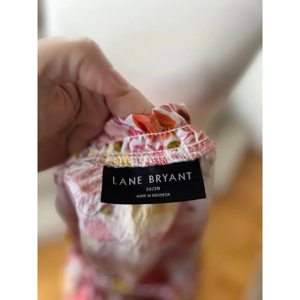 Lane Bryant Yellow & Red Floral Tulip Peasant Blouse - Image 5