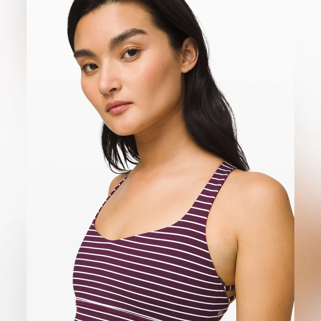 Lululemon Free to Be Bra Wild Long Line Luxtreme Parallel Stripe Adobe and White - Image 5