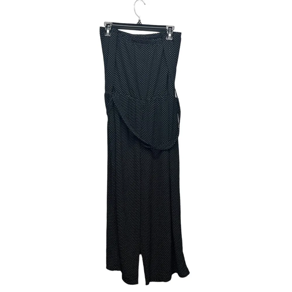 George Womens Jumpsuit 3X Strapless Polka Dot Crop Wide Leg Stretch Party Event Black - Image 8