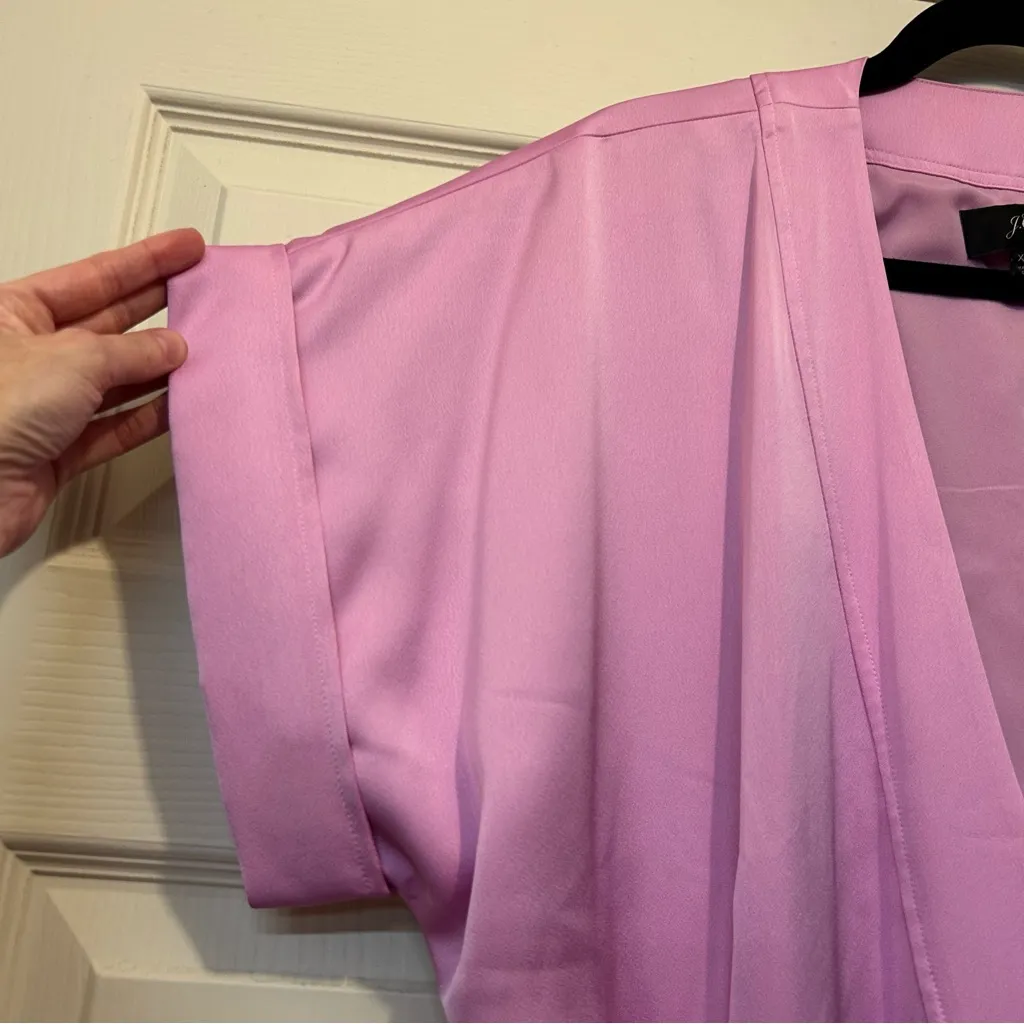 J.Crew J6919 Womens Pink Cuffed Short Sleeve Crepe Satin Wrap Dress Size XXL NWT - Image 8