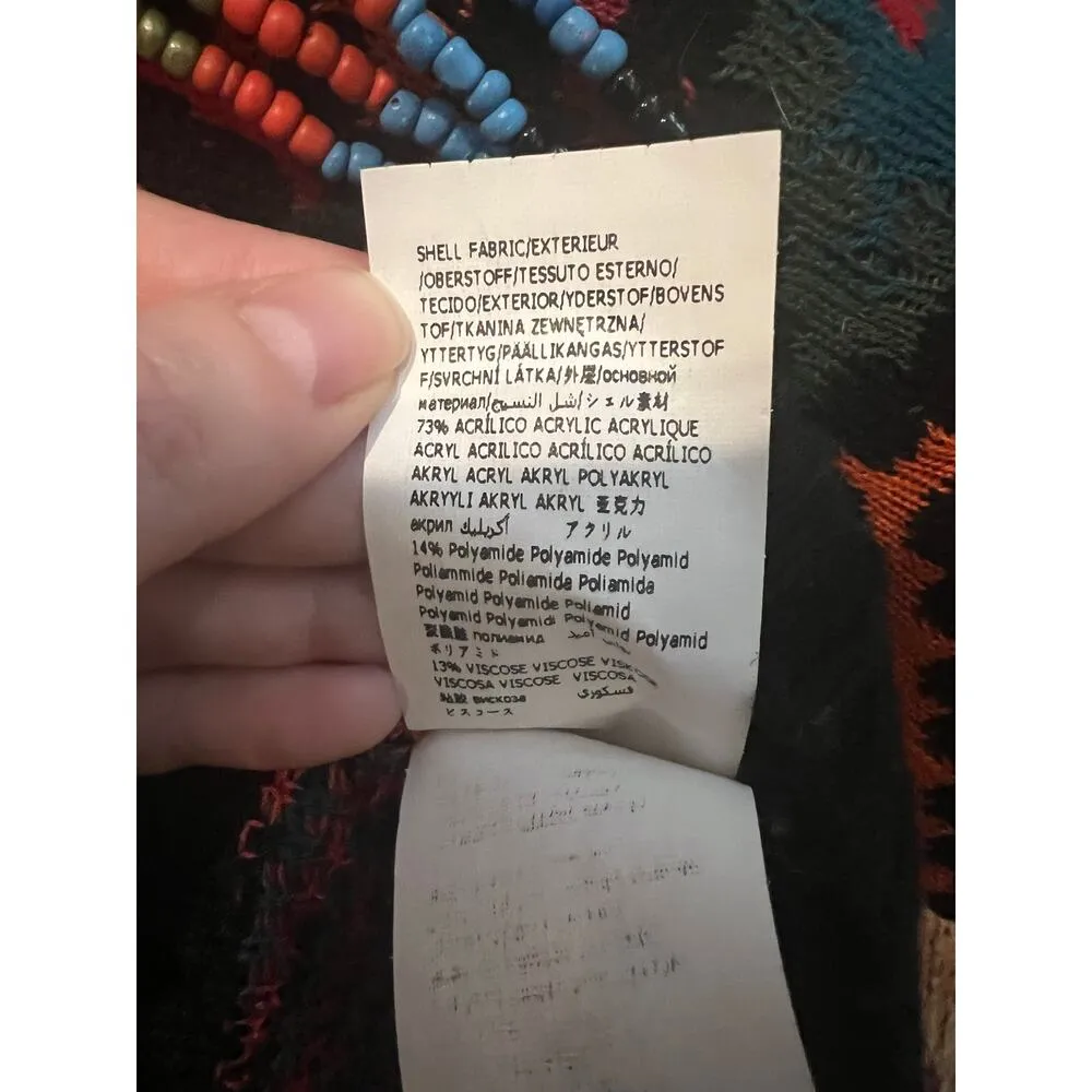 Farm Rio Rauti Beaded Sweater Small Turtleneck Aztec Knit Tassel Multicolor Top - Image 10