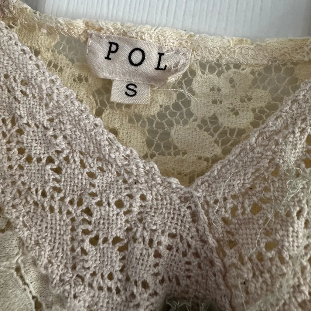 POL Floral Green Lace Pastel Ruffle Hem Cami Tank Top size S NWOT tunic blouse - Image 2