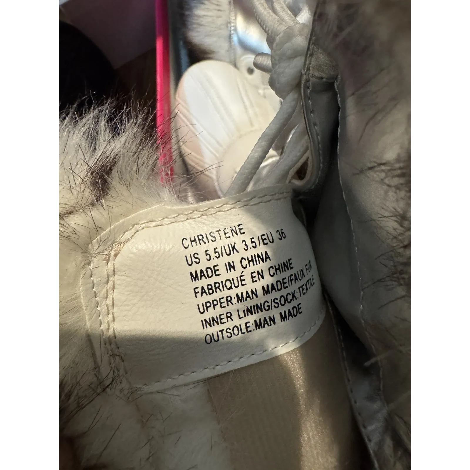 Y2K NIB Womens Silver Christene Faux Fur - Image 3