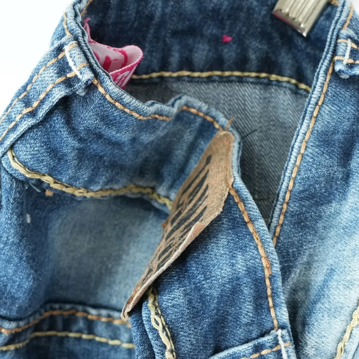 Vtg Zanadi Jeans Womens 18 (36x31.5) Blue Denim Cross Bling Embroidered Y2K - Image 7