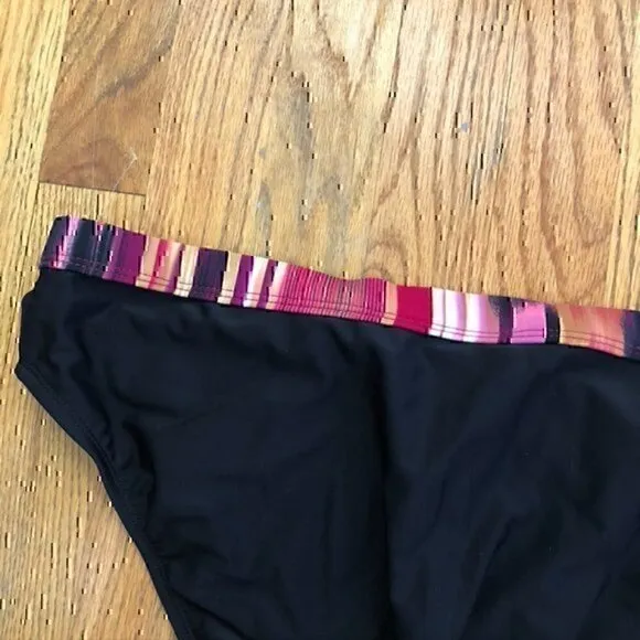 NEW NWOT 24TH OCEAN Black Pink Cream Multi Stripe Y2K Bikini Swimsuit Bottom XL - Image 10