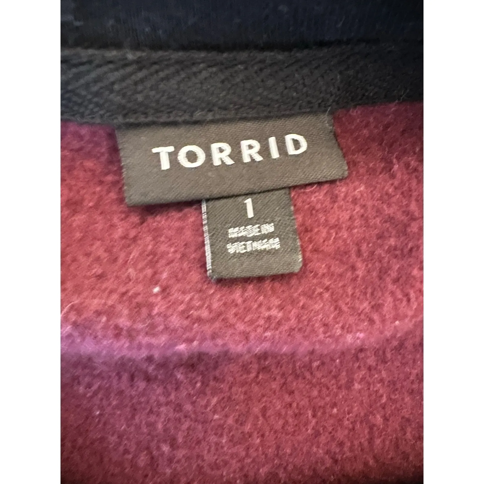 Torrid burgundy/black Cozy Fleece oversized Tunic Sweatshirt Size 1(1X) 14-16 - Image 6