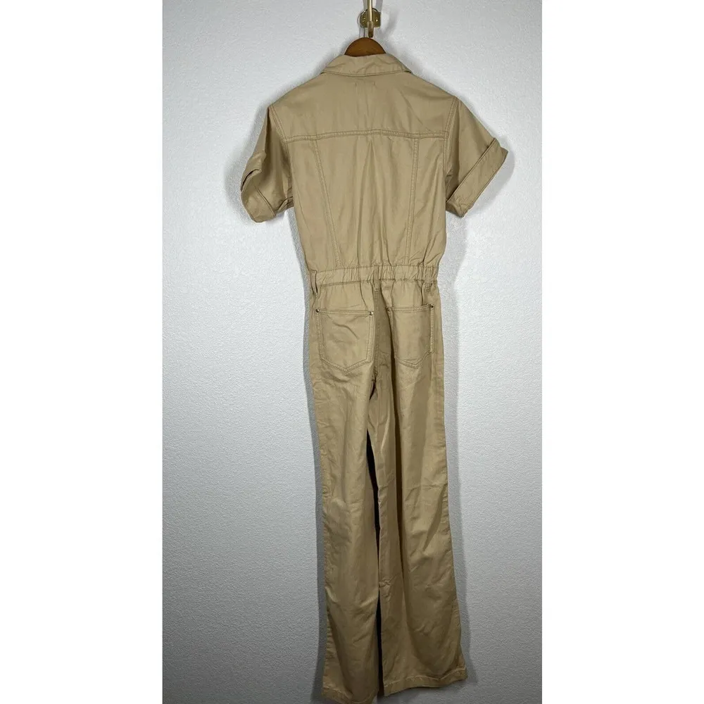 WeWoreWhat Flight Suit Small S Khaki Jumpsuit One Piece Short Sleeves New $228 - Image 5