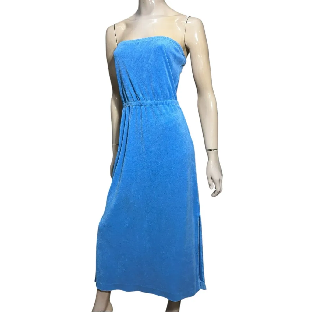 Juicy Couture Vintage RARE Women’s Size S Blue Terry Strapless Maxi Long Dress - Image 3