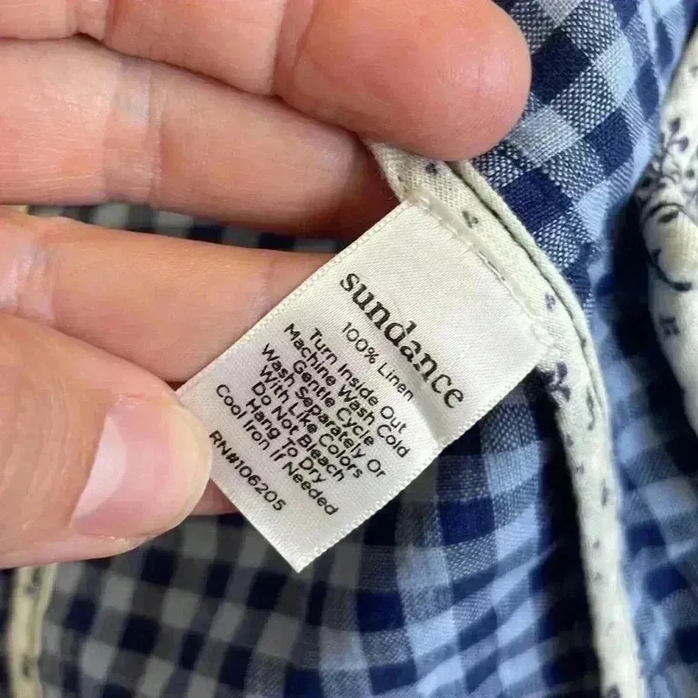 Sundance Catalog Ziri Blazer Linen Blue Checkered Button Up Jacket Sz PXXS - Image 12