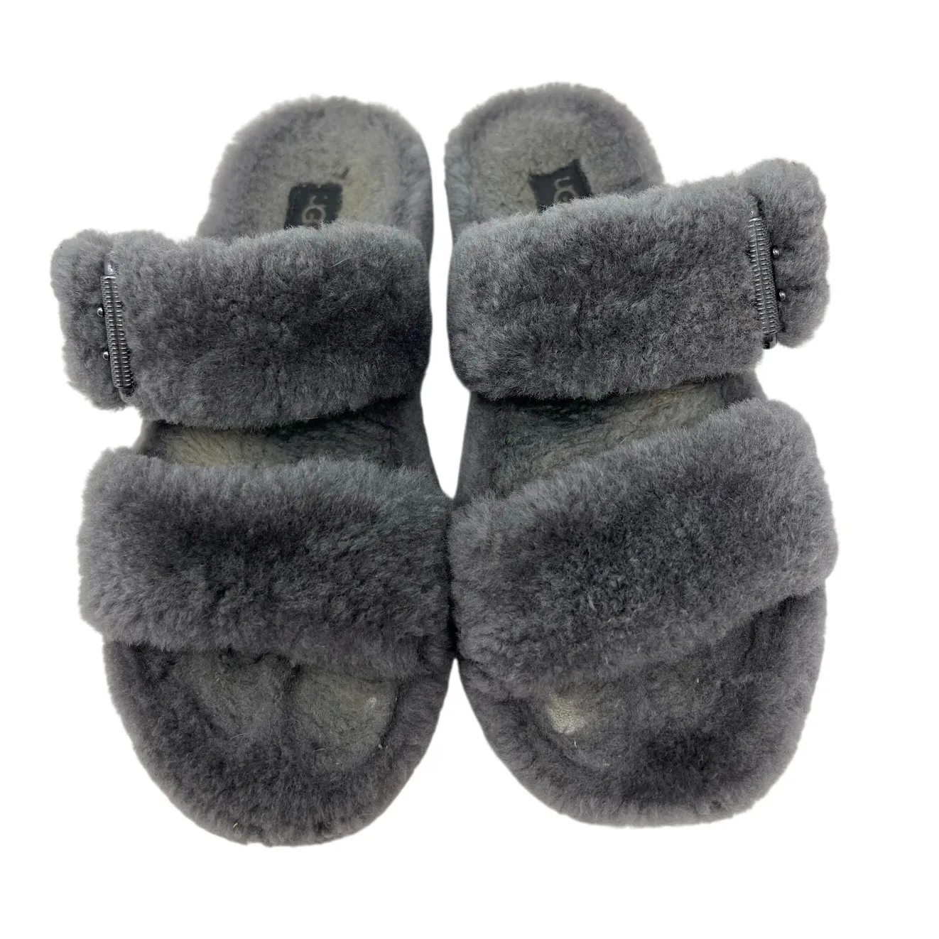 UGG Fuzz Yeah Gray Shearling Slide Sandals Slippers Soft Comfy Cozy 8 - Image 3