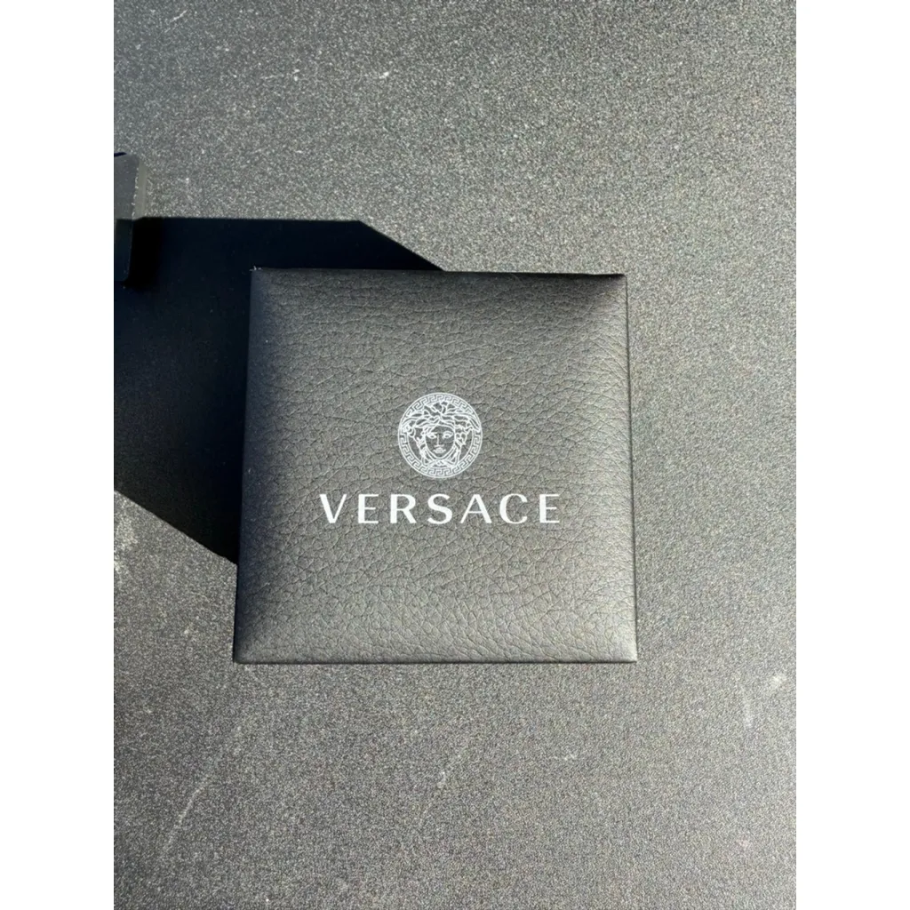 Versace Gold Medusa Pierced Earrings w/Rose Gold Crystal Encrusted Balls - Image 6